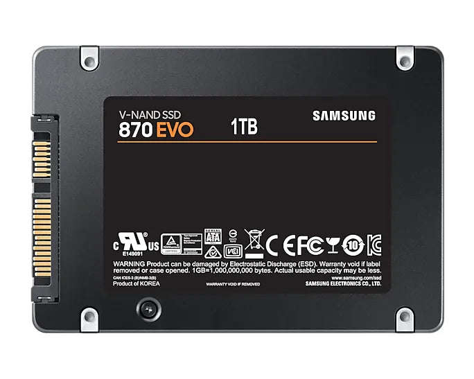 Samsung MZ-77E1T0BW 870 EVO 1 TB SATA SSD; Read Speed up to 560 MB/s; Write Speed up to 530 MB/s;...