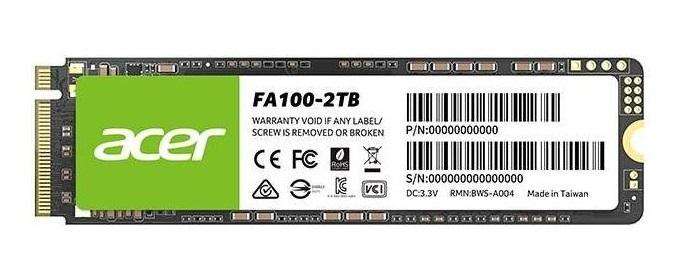 Acer FA100 2TB PCIe Gen3 x4 M.2 NVMe SSD - High-Speed Storage Solution