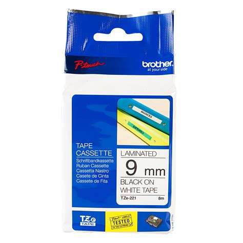 Brother TZe-221 Black on White Laminated Tape 9mm for P-touch Label Printers