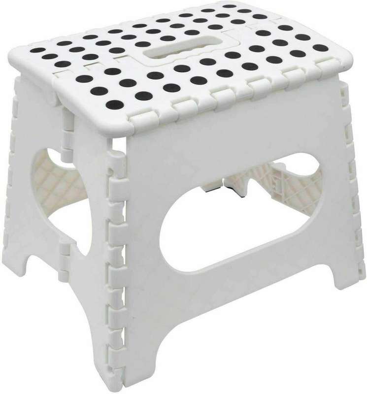 Compact Folding Step Stool - White - Supports Up to 130kg - STEP-WT