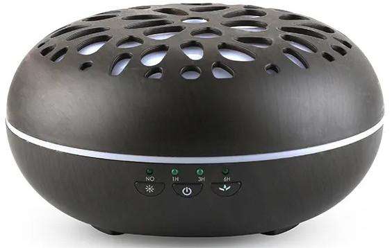 Elegant Ultrasonic Aroma Diffuser: 350ml Floral Dark Design with LED Light - DC-2740-D