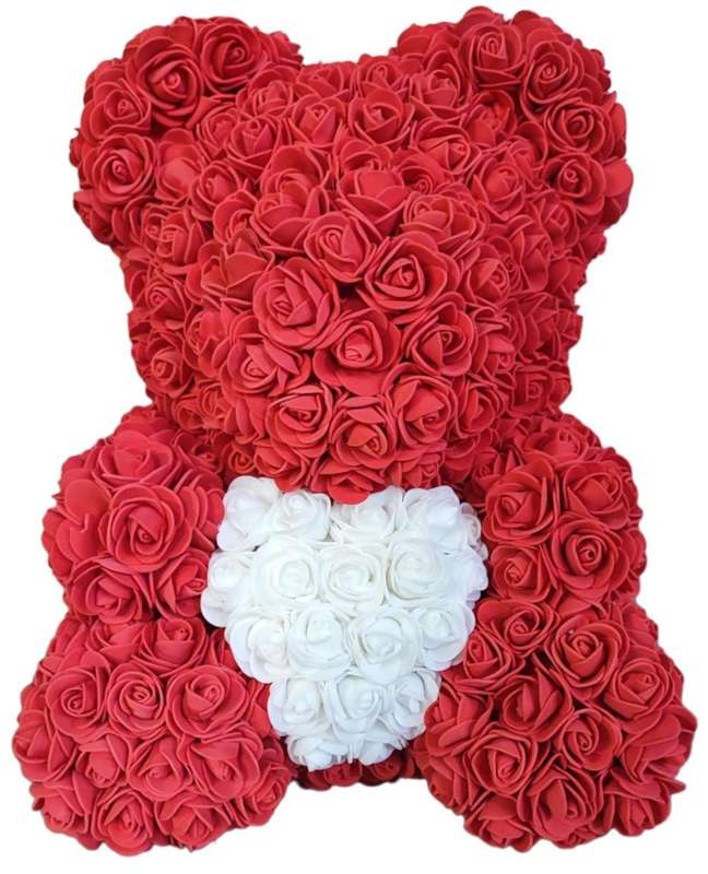 Forever Teddy Bear 40cm Tall Collectable Foam Rose Bear in A Giftbox - VTS-TB40-RW