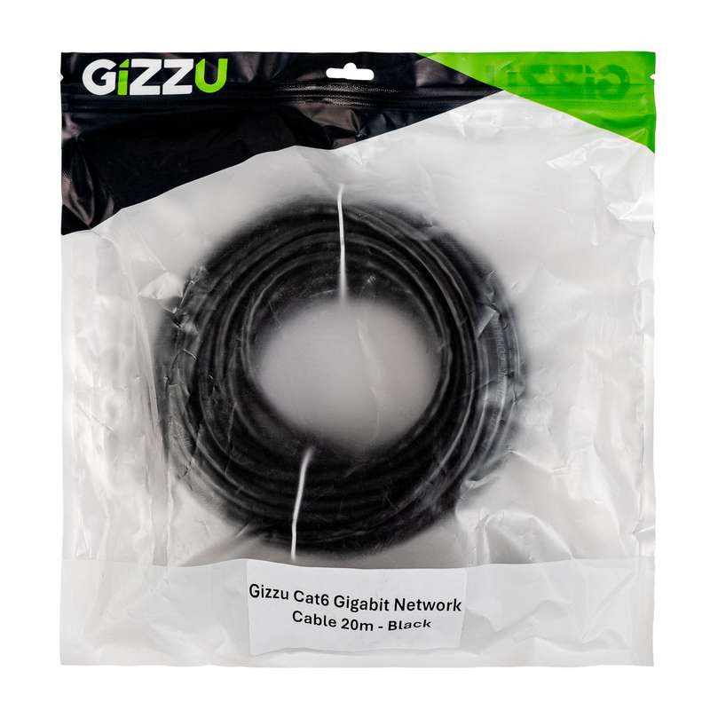 Gizzu Cat6 UTP Fly Lead Ethernet Network Cable 20m  Black