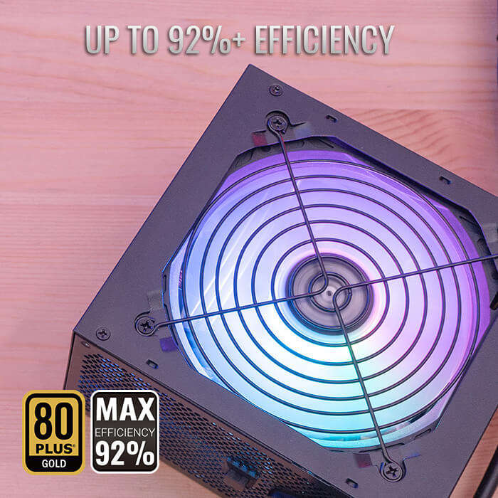 Aerocool KCAS PLUS Gold 650W RGB PSU - ATX 24 PIN; 2x 4+4PIN CPU; 6x SATA; 3x PATA; 2x PCIe 6+2PIN.