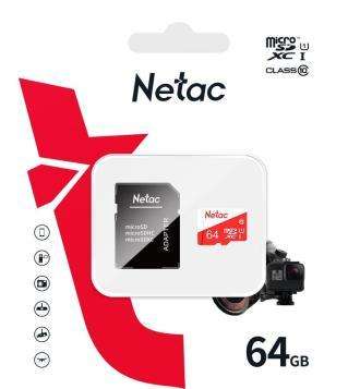 MicroSD Card with SD Adapter - 64GB Netac P500-64GB Class 10