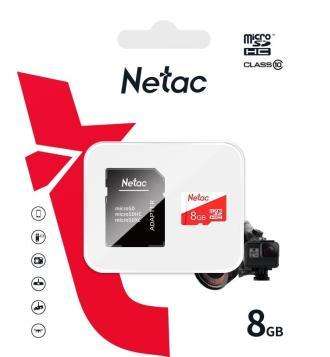 Netac Eco P500-8GB MicroSD Card with SD Adapter - Class 10 Performance