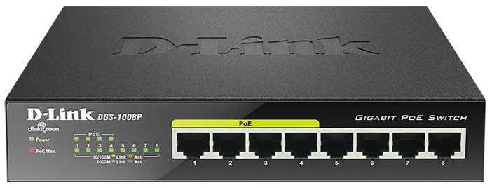 PRE-Loved D-Link 8-Port PoE Switch - DGS-1008PE, Gigabit, 4x PoE Ports