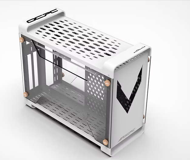 OCPC Vittoria ITX White Chassis  Compact Mini-ITX Case with Tempered Glass & RGB Lighting