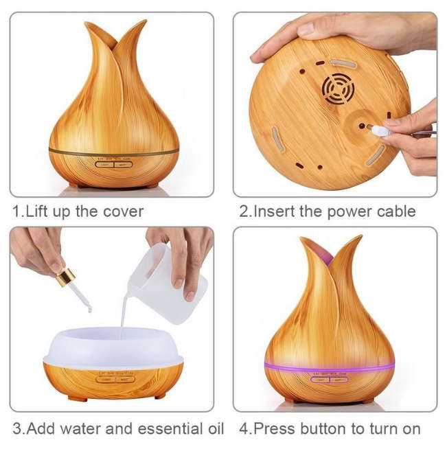 400ml Tulip Aroma Diffuser with LED Light
