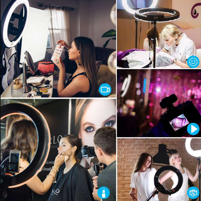 5-in-1 Rotatable LED Ring Light with Tripod  3 Lighting Modes, 26cm