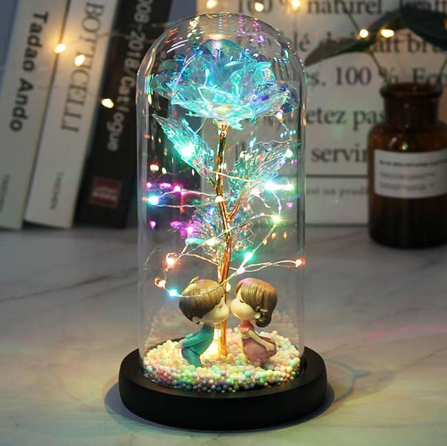 Romantic Forever Rose in a Glass Dome Night Light  - VTS-SR