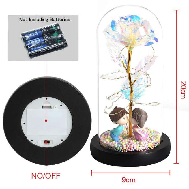 Romantic Forever Rose in a Glass Dome Night Light  - VTS-SR