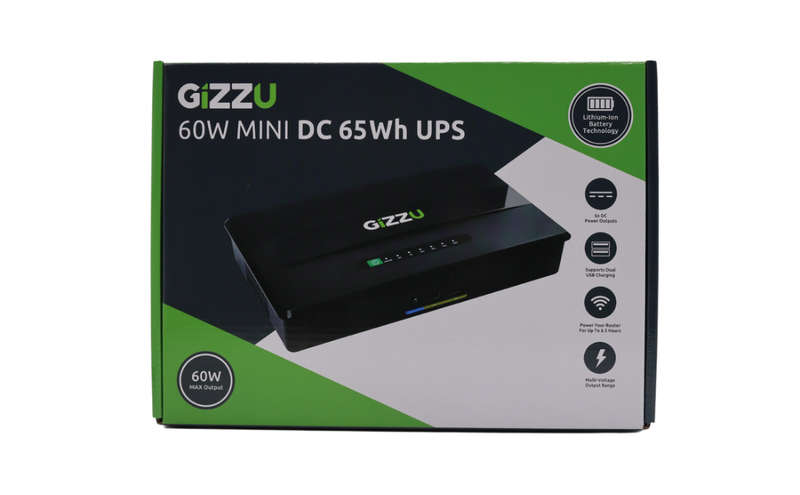 GIZZU 60W 65Wh 17600mAh Mini POE DC UPS Lithium - Black