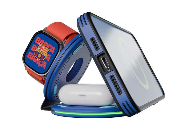 FCB 3-in-1 Foldable Wireless Charging Station  Fast Qi Charger for Phone, Watch & Earbuds (Bar...
