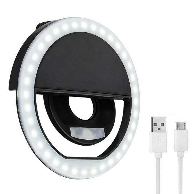 Portable Phone Ring Light - Rechargeable LED Selfie Light with 3 Colors