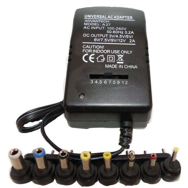 Universal AC/DC Power Adapter 12W 2A - 3V to 12V Microworld Brand