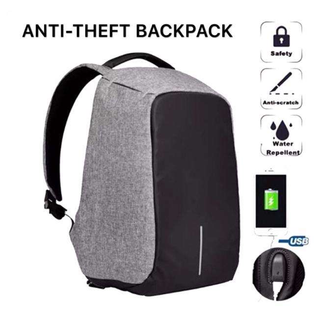 Microworld B/Pack 15 Anti-Theft Messenger Bag - Black with USB Charging Port