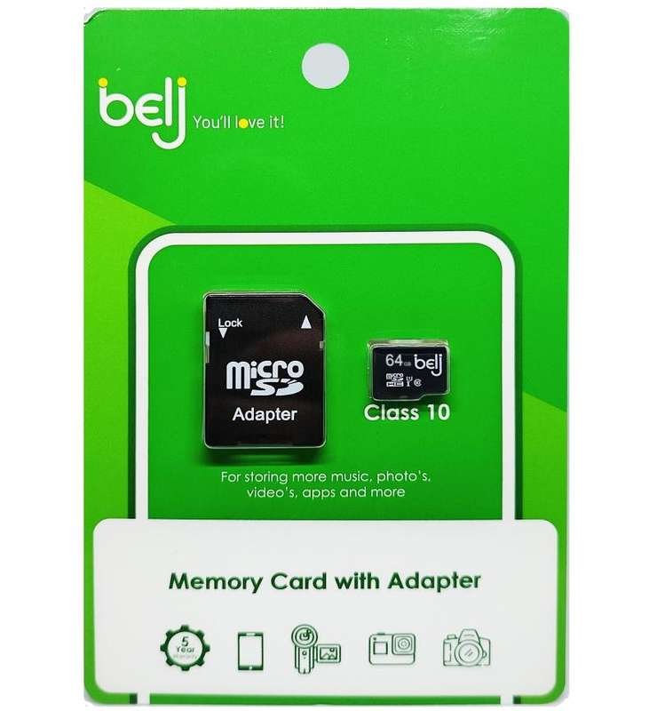 BELJ 64GB Class 10 SD Card with Adapter  High-Speed Storage for Cameras & Devices