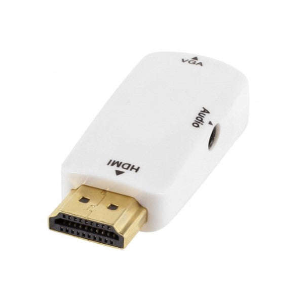 Microworld HDMI to VGA Adapter Dongle - 1080p, Plug and Play, with 3.5mm Audio Output