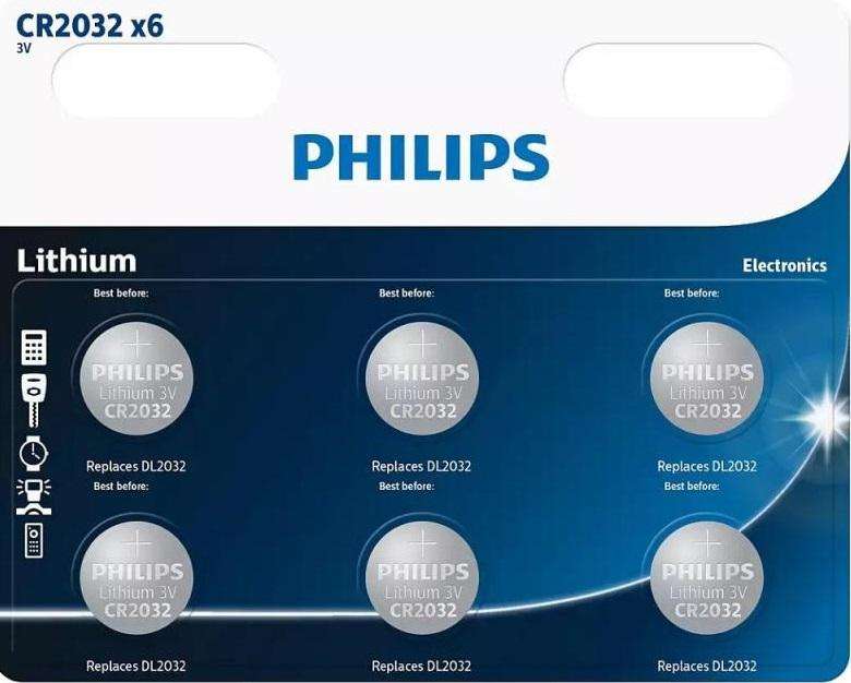 Philips Battery Button Cell Cr2032 (6-unit)  Lithium