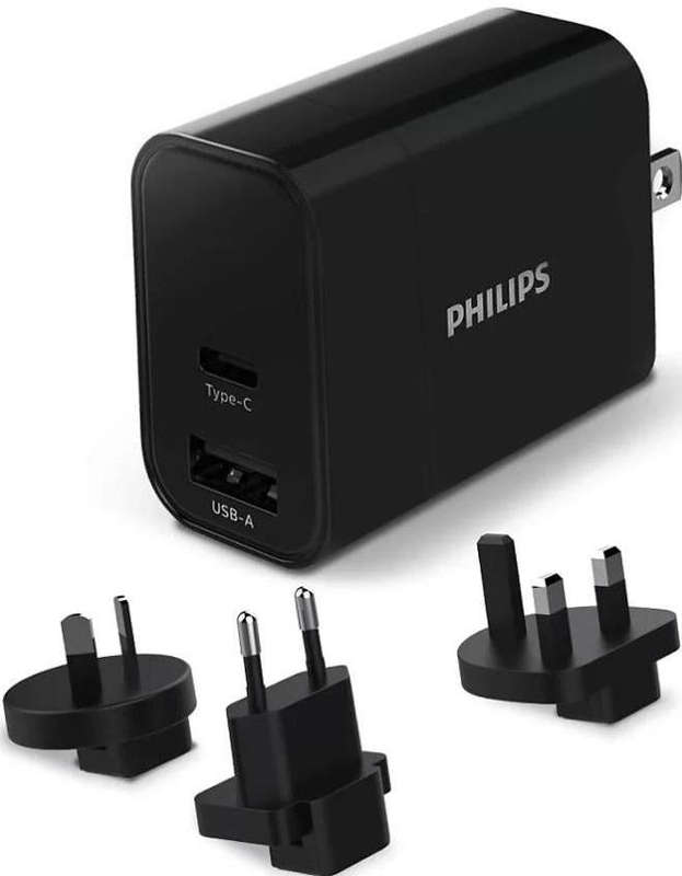 Philips Travel Wall Charger Usb and Type-C (2-port) with Smart Protection