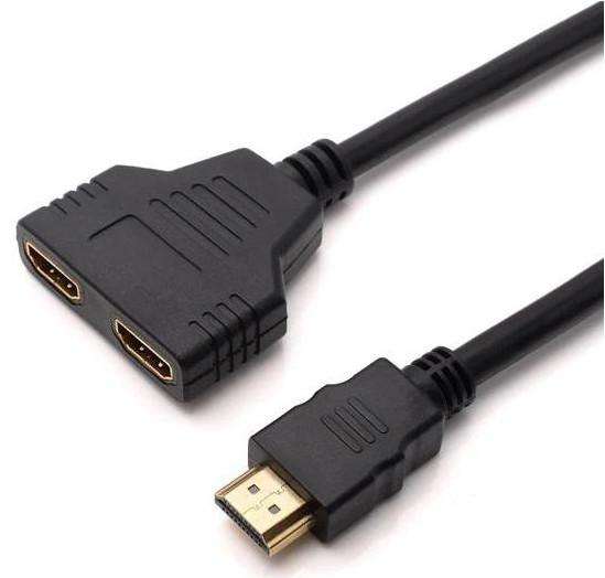Microworld 1M HDMI Y Cable with 2 Female Connectors for Dual Output Video