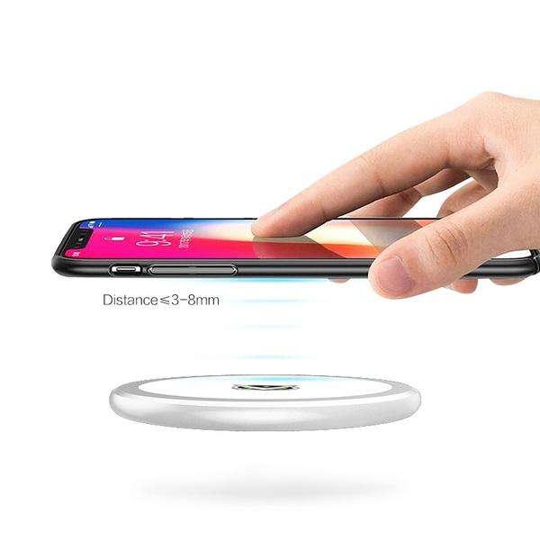 LED Portable Makeup Mirror with Built-in Wireless Charger - Silver