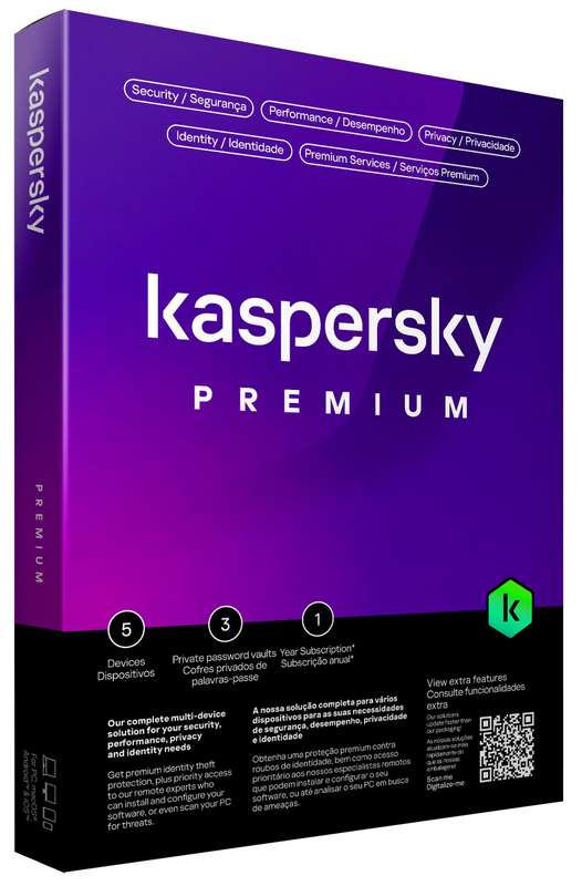 Kaspersky Premium Security 5 Devices 1 Year  Full Protection with Antivirus, VPN, Identity Pro...