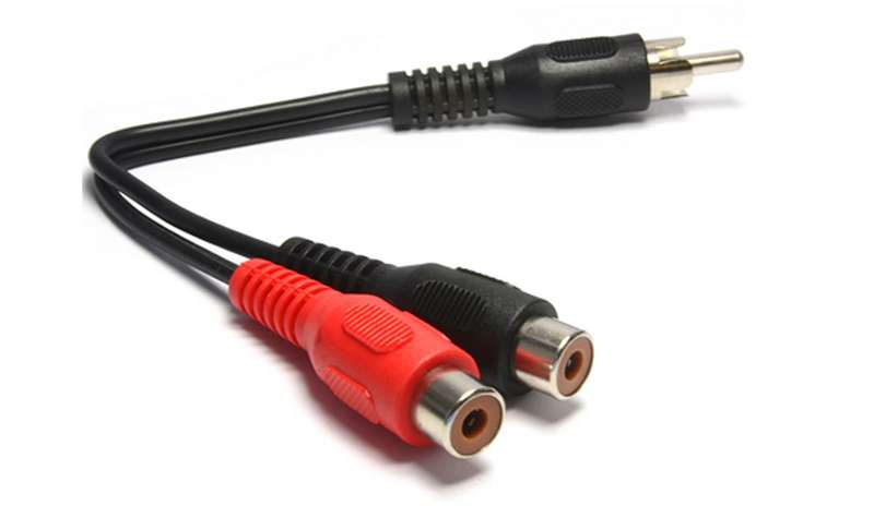 MicroWorld Male RCA to 2x Female RCA Splitter  Dual Audio/Video Connection Adapter