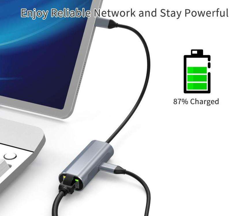 Microworld USB-C Hub with 1000Mbps LAN and Power Delivery for Type C Devices