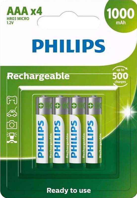 Philips Battery Rechargeable AAA (4-unit) 1000Mah