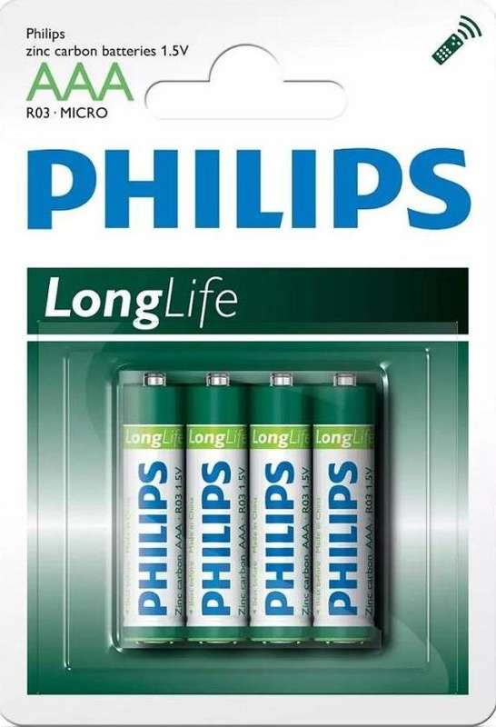 Philips Battery Longlife AAA (4-unit) - Top low drain device batteries