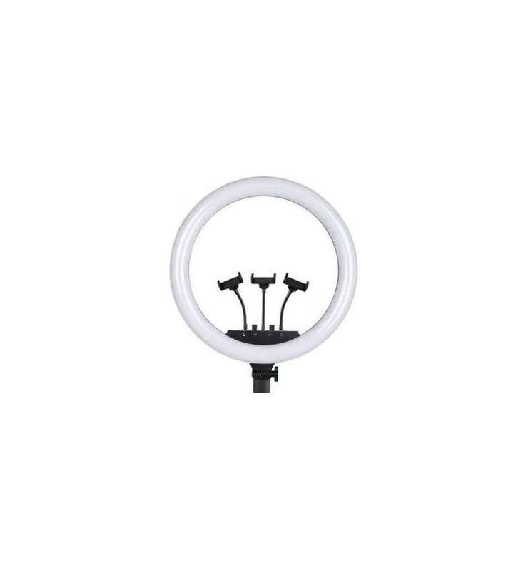 MicroWorld 18" LED Ring Light with 3 Phone Holders  Dimmable Light for Makeup, Video & Vlogging