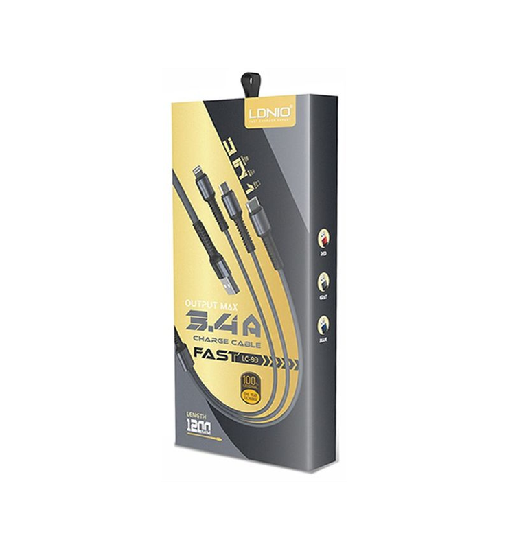 3-In-1: 1.2M - Charge & Sync - Grey