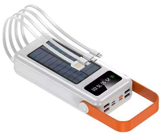 Microworld Solar Powerbank 40000mAh - White with Solar Panel Charging & LED Display