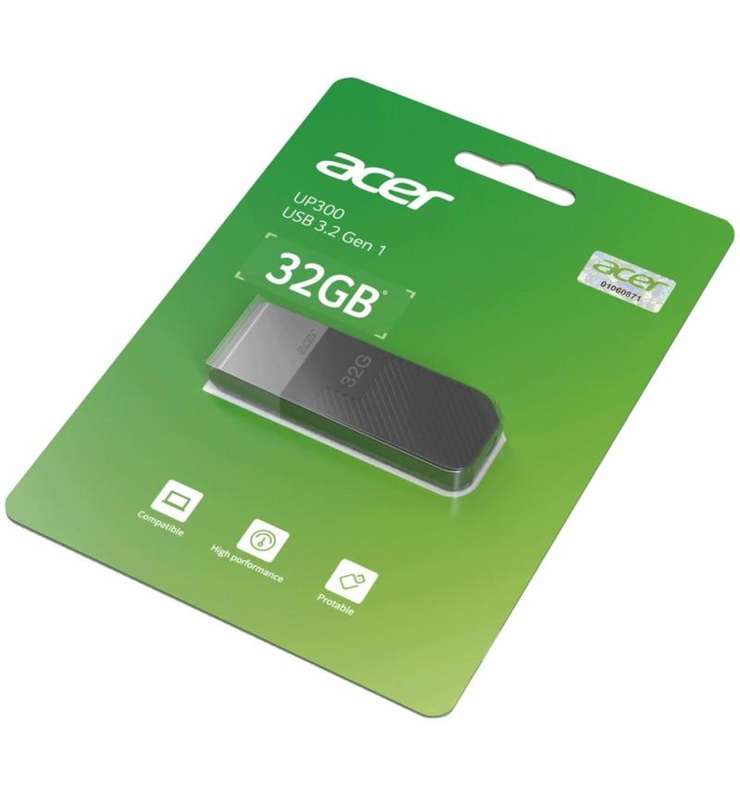 Acer USB 3.2 Gen 1 Flash Drive 32GB  High-Speed Portable Data Storage Device in Sleek Black
