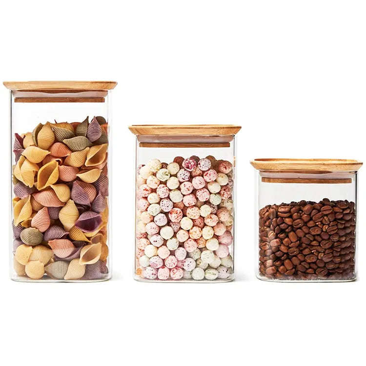 Pristine Bamboo Lid Glass Jar M 700ml Fine Living