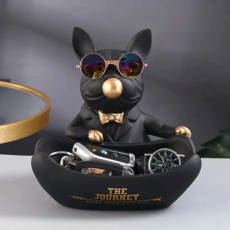 Bulldog with Mini Bowl - Black