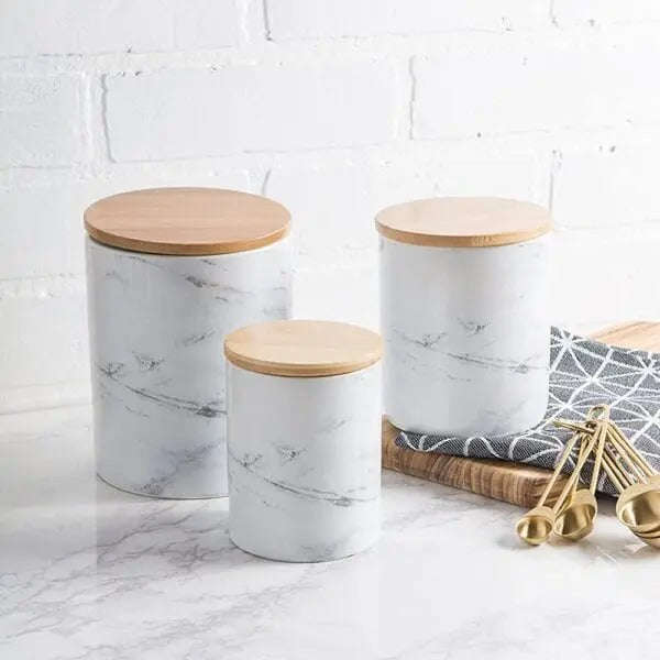 Alabaster Canister - Brass and White - 18cm