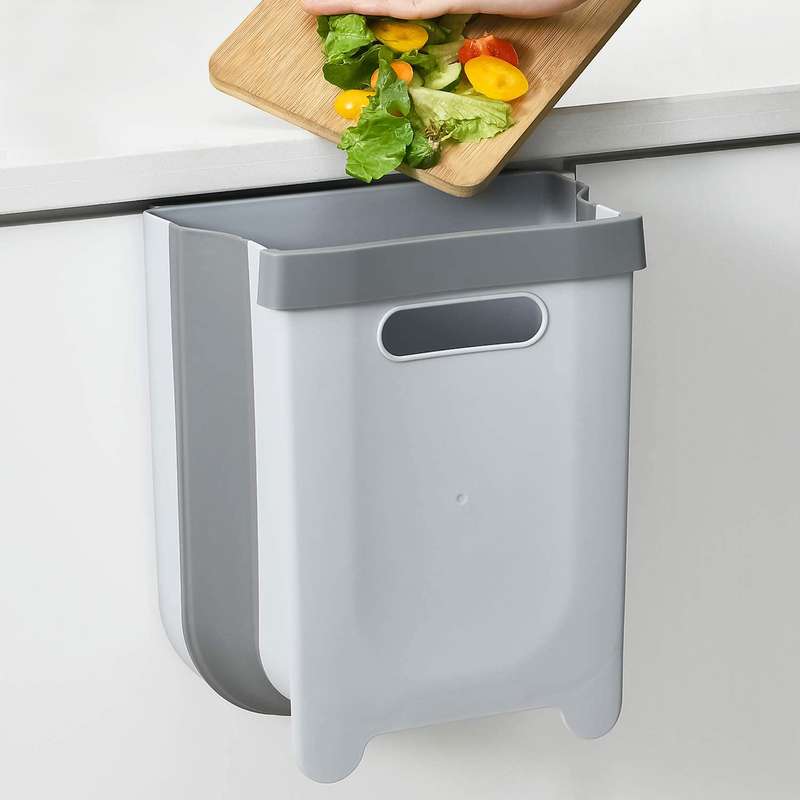 Space Saver Collapsible Trash Bin - Grey