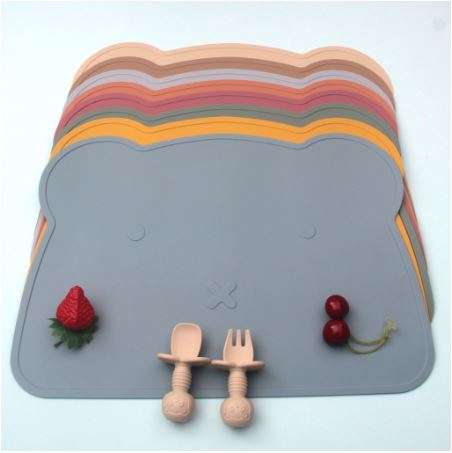 Silicone Teddy Placemat - Blue grey