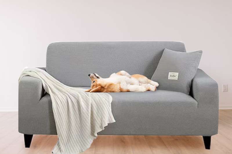 Fine Living Jacquard 3 Seater Couch Cover - Light Grey