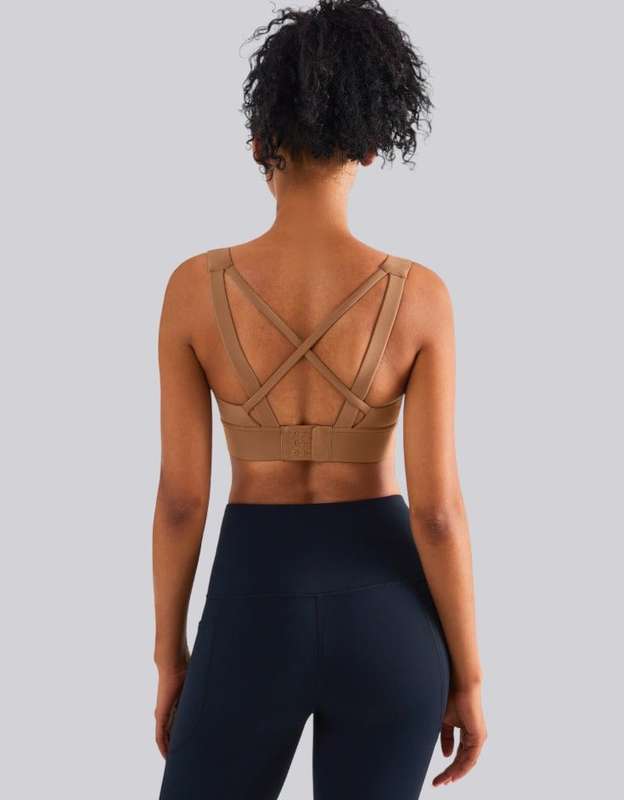 High Impact Sports Bra - Fixed Cups -  Zelensky Brown