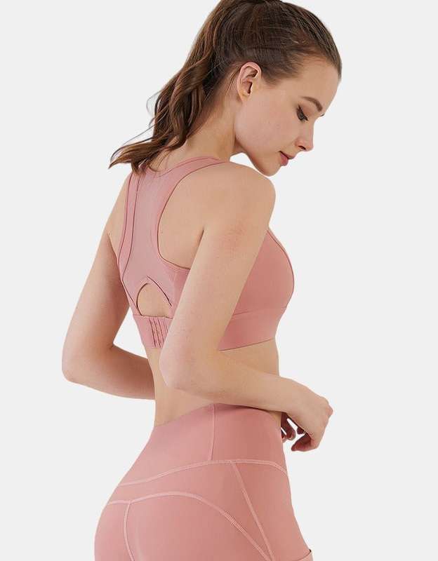 Ladies Sports Bra - Tank Crop Top - High Impact - Light Pink