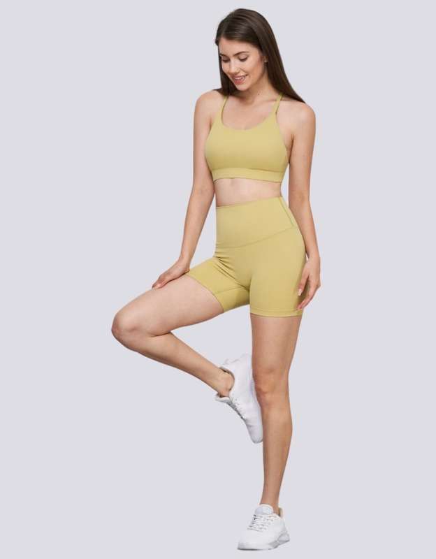Sports Bra - Halter Neck - Open Back - Pear Sorbet