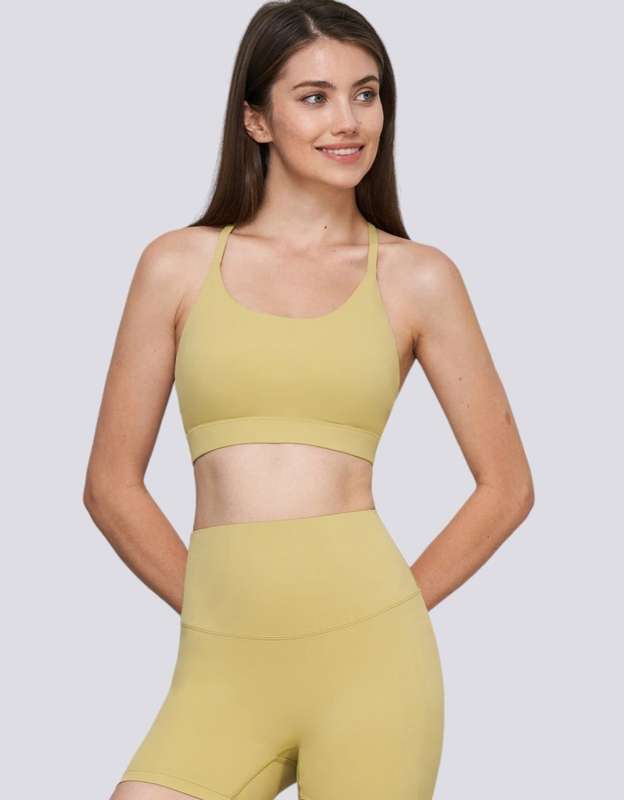 Sports Bra - Halter Neck - Open Back - Pear Sorbet