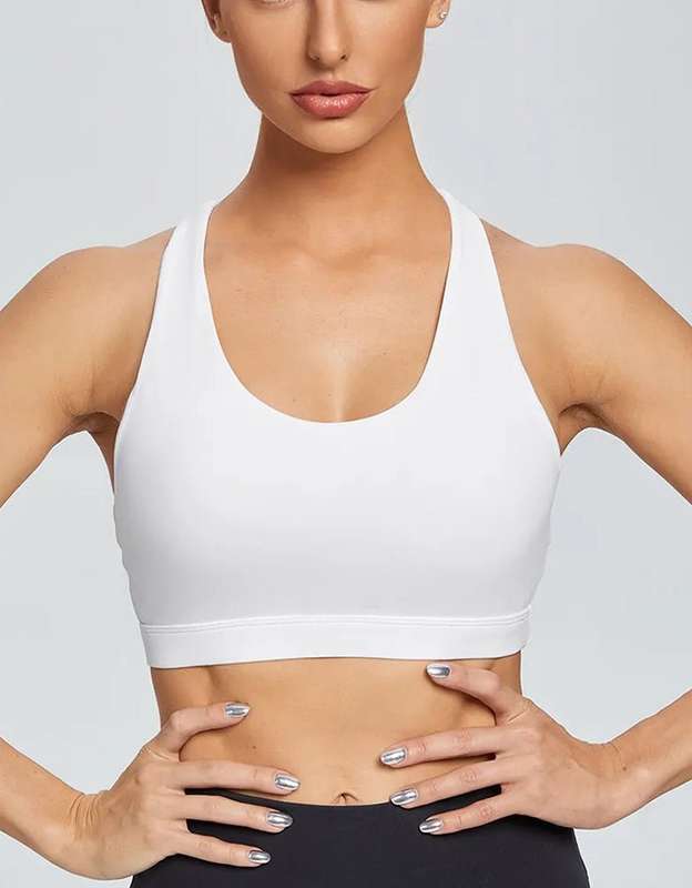 Womens Gym Running Fitness Sports Bra - High Impact - White