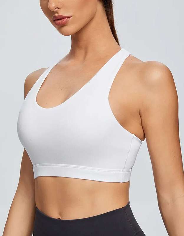 Womens Gym Running Fitness Sports Bra - High Impact - White