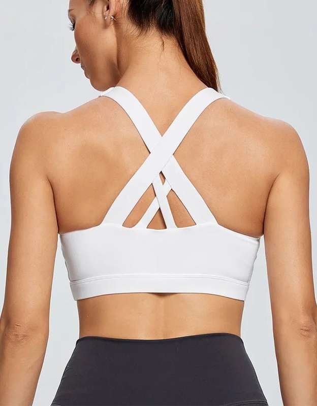 Womens Gym Running Fitness Sports Bra - High Impact - White