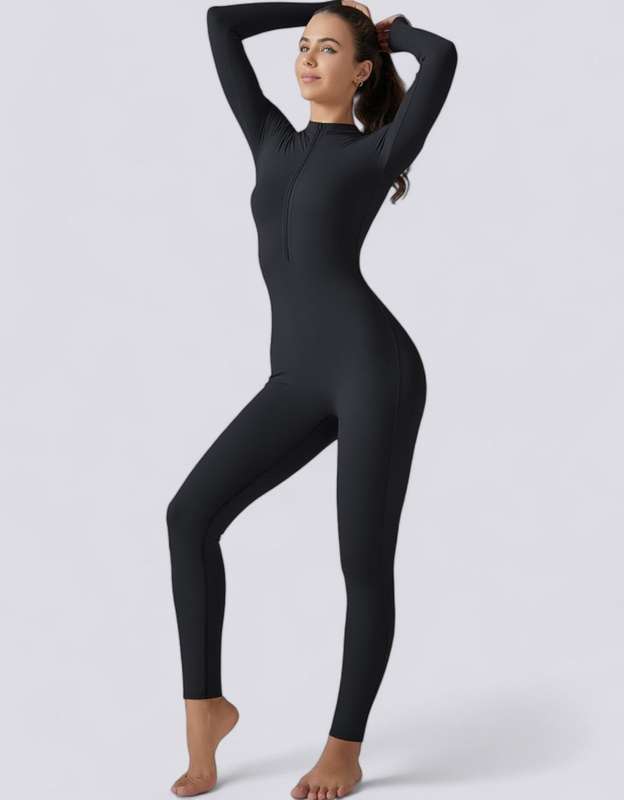 Zipped Jumpsuit Full Length Arms & Legs - Black